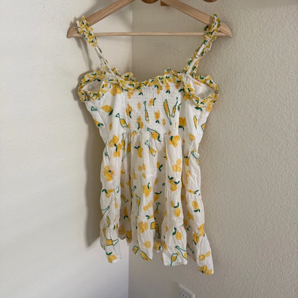 Show me your MUMU Jolene mini dress limoncello embroidery ruffled size M - Picture 7 of 11